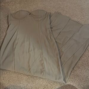 PrettyLittleThing Strapless Dress in Taupe